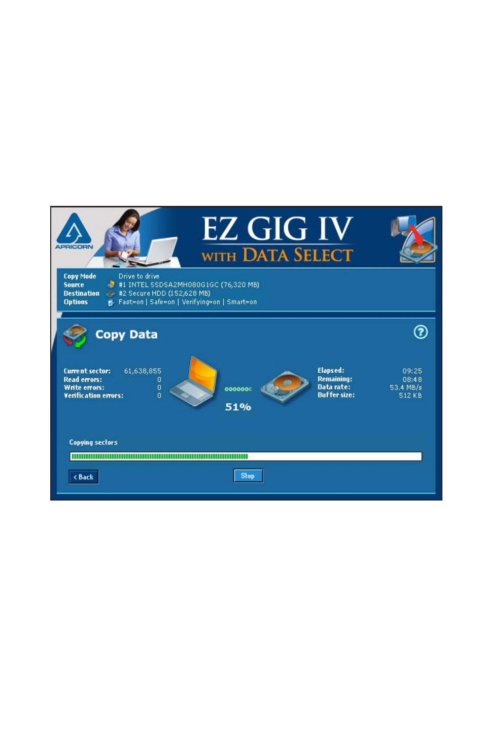Start clone | Apricorn EZ Gig IV Cloning Software with Data Select for Windows User Manual | Page 21 / 31