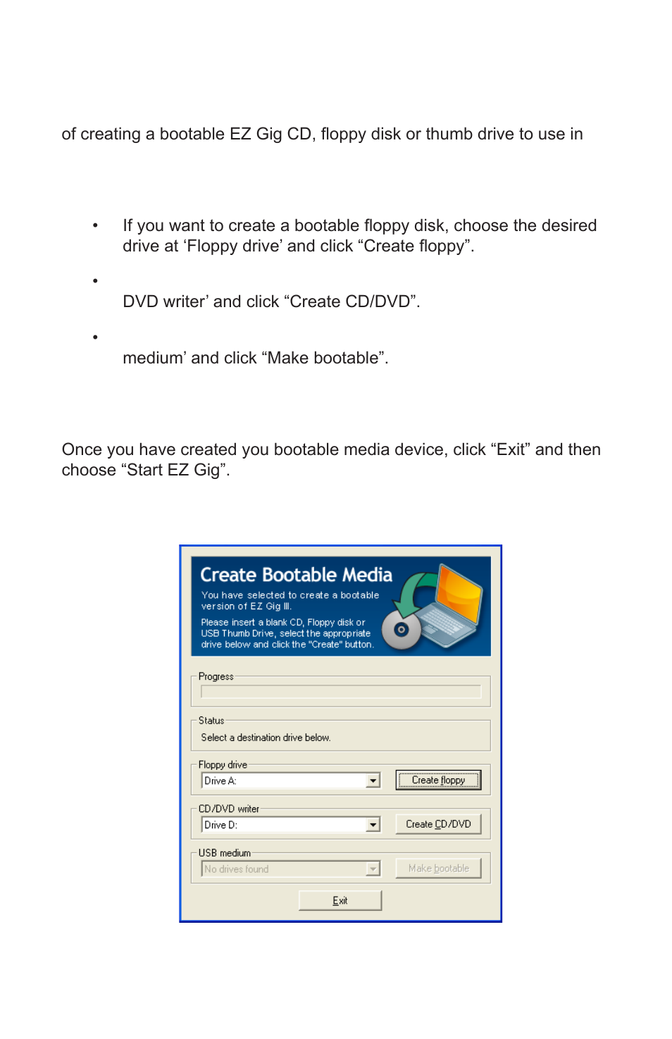 Creating a bootable ez gig cd | Apricorn EZ Gig IV Cloning Software with Data Select for Windows User Manual | Page 7 / 31