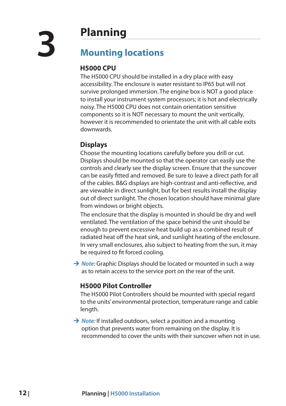 Planning, Mounting locations | B&G H5000 Analogue Expansion User Manual | Page 12 / 66