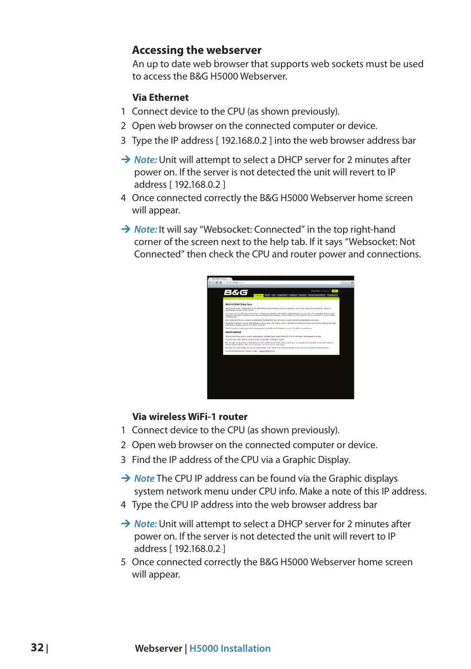 Accessing the webserver | B&G H5000 Analogue Expansion User Manual | Page 32 / 66