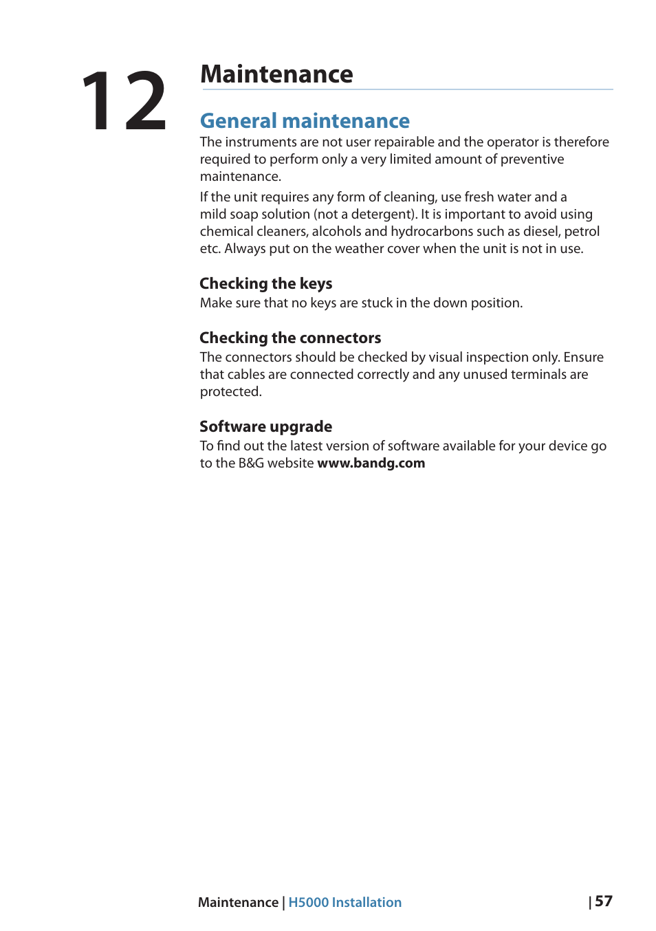 Maintenance | B&G H5000 Analogue Expansion User Manual | Page 57 / 66