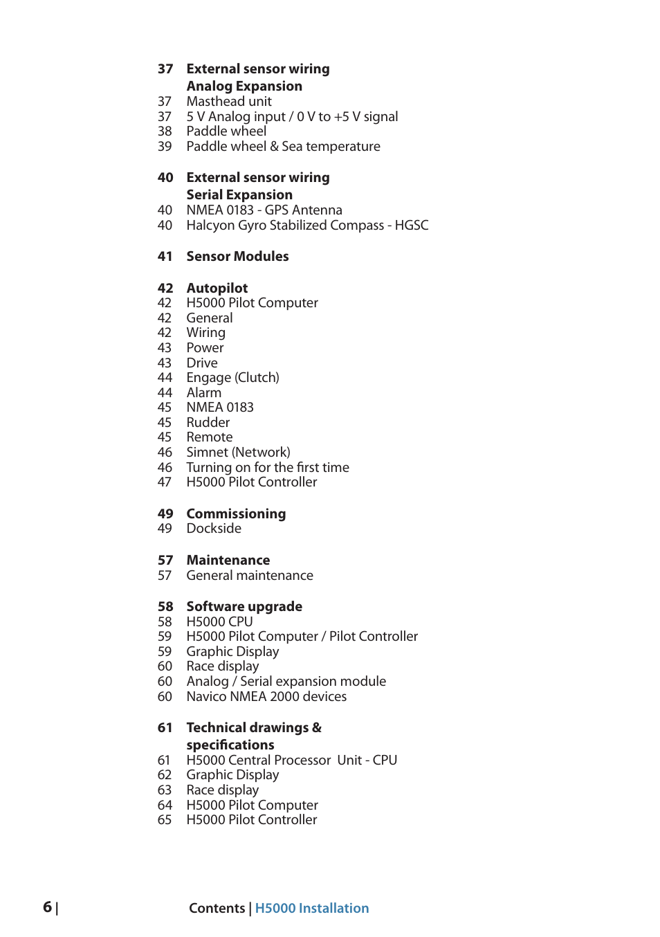 B&G H5000 Analogue Expansion User Manual | Page 6 / 66