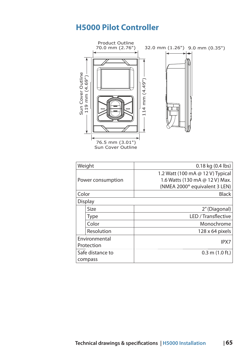 H5000 pilot controller | B&G H5000 Analogue Expansion User Manual | Page 65 / 66