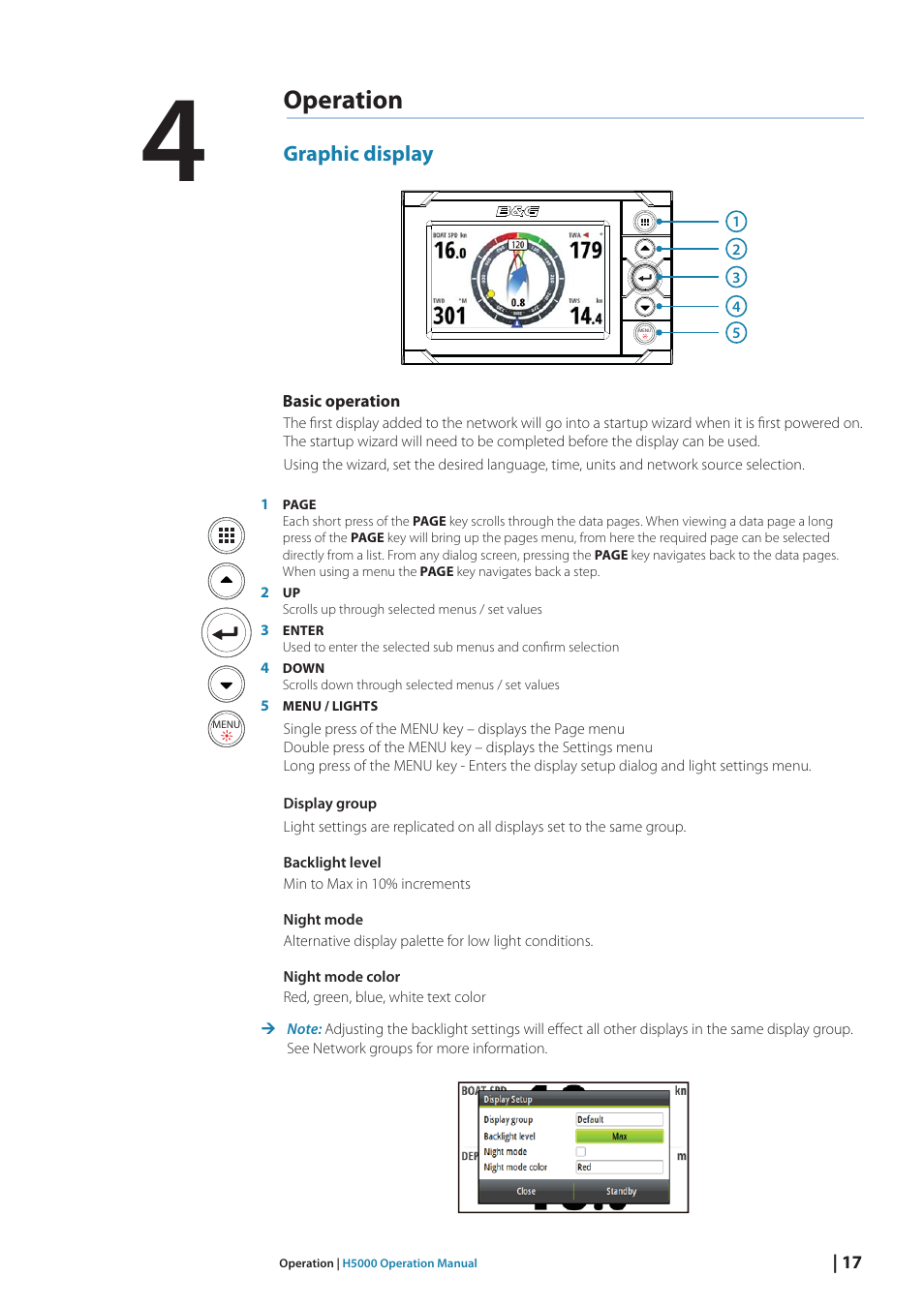 Operation | B&G H5000 Analogue Expansion User Manual | Page 17 / 117