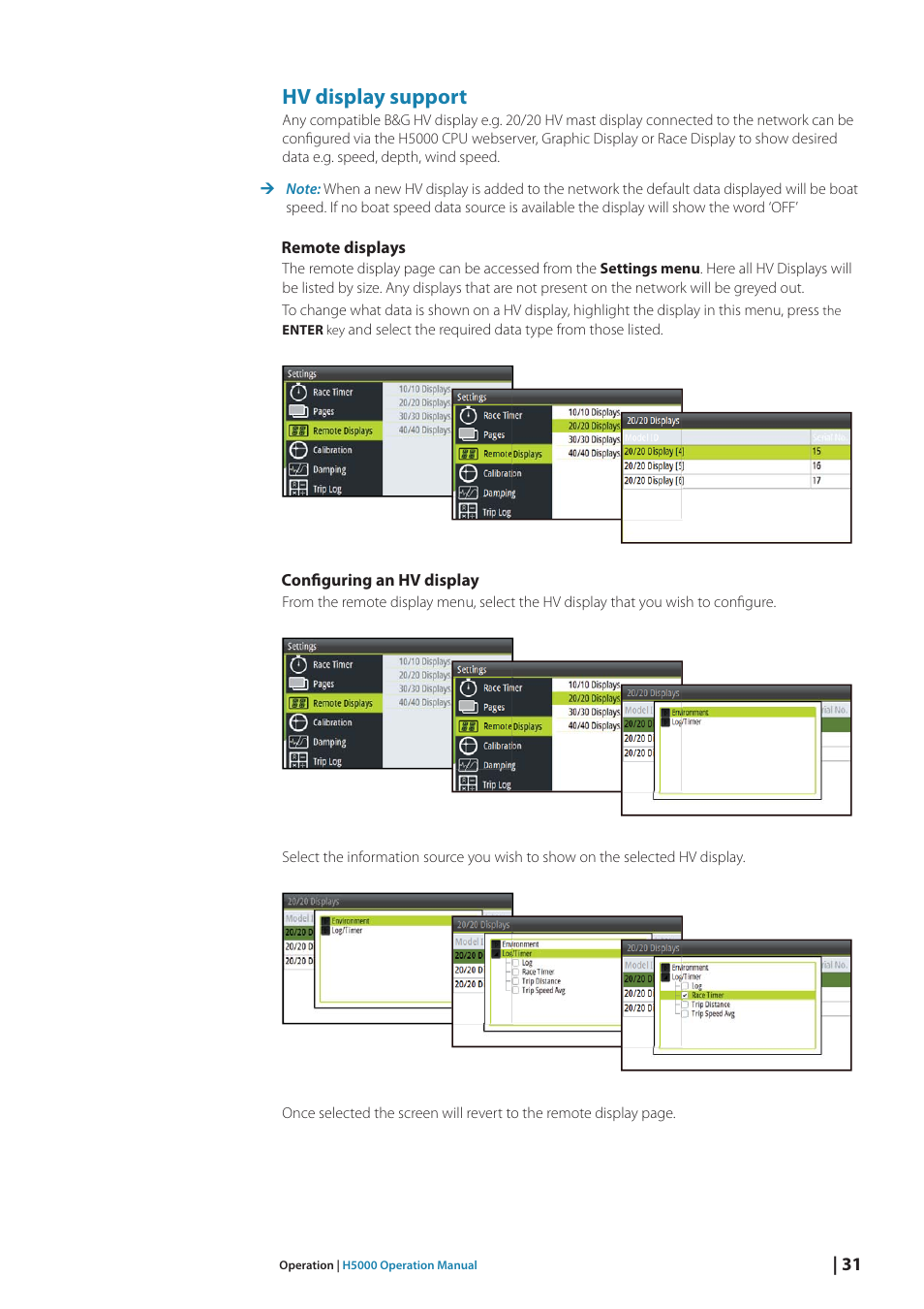 Hv display support | B&G H5000 Analogue Expansion User Manual | Page 31 / 117