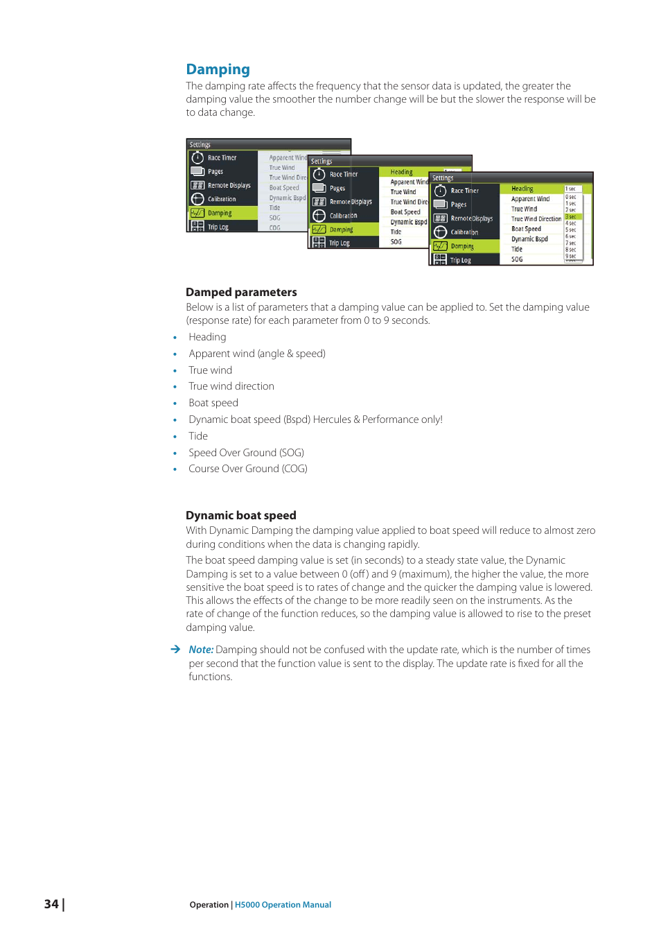 Damping | B&G H5000 Analogue Expansion User Manual | Page 34 / 117