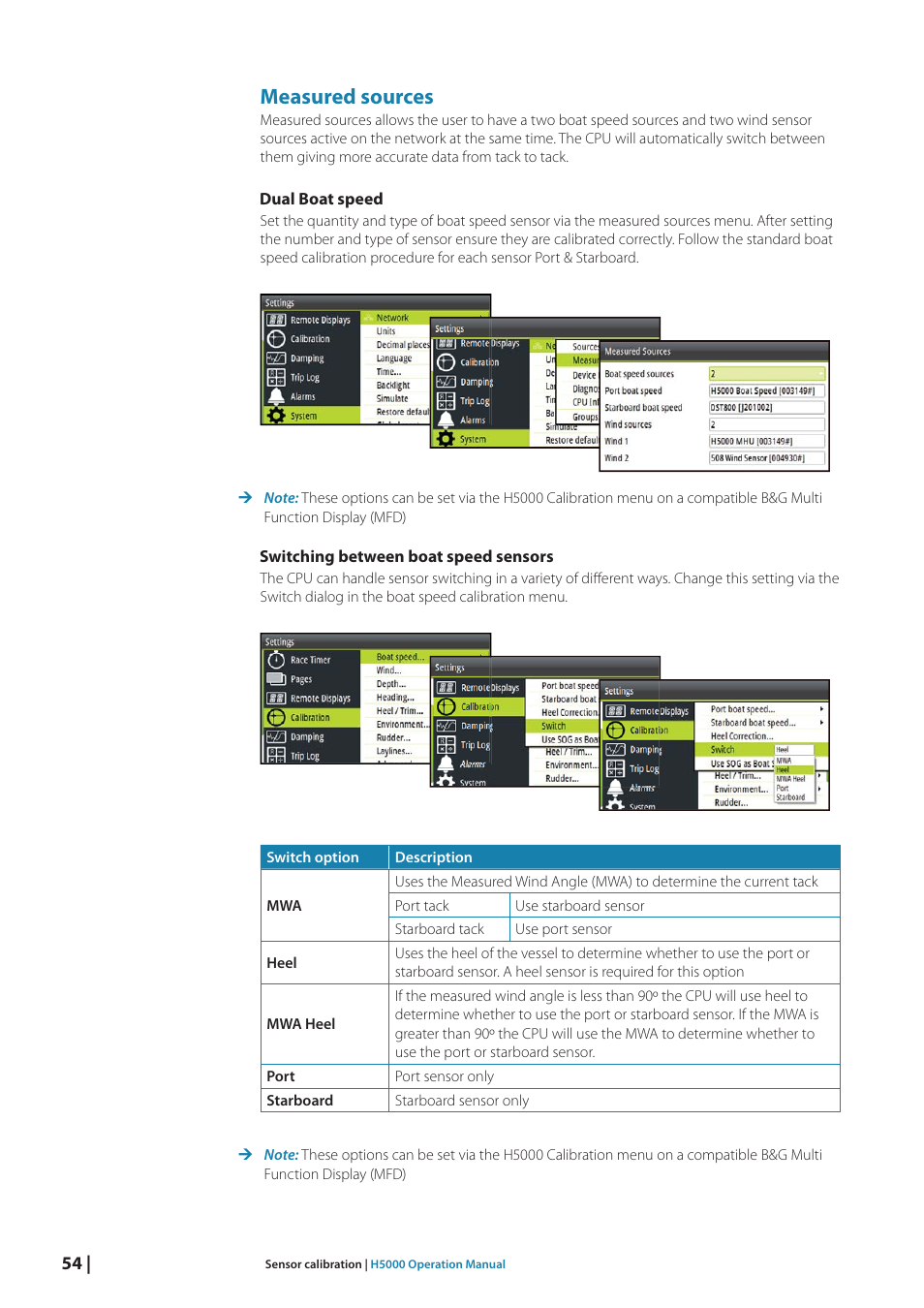 Measured sources | B&G H5000 Analogue Expansion User Manual | Page 54 / 117