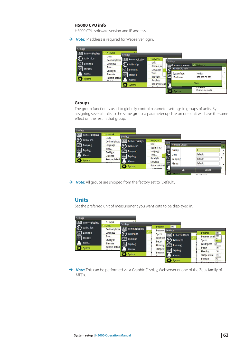 Units | B&G H5000 Analogue Expansion User Manual | Page 63 / 117