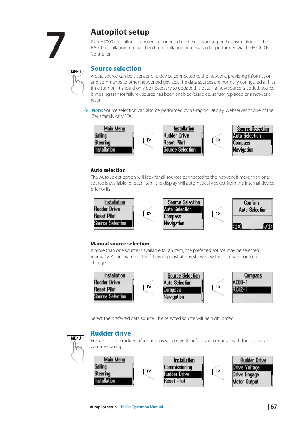 Autopilot setup | B&G H5000 Analogue Expansion User Manual | Page 67 / 117