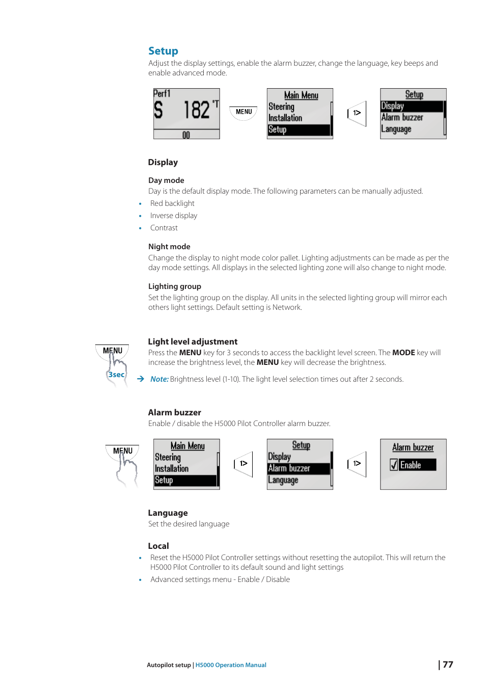 Setup | B&G H5000 Analogue Expansion User Manual | Page 77 / 117