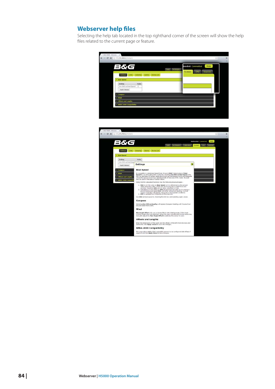 Webserver help fi les | B&G H5000 Analogue Expansion User Manual | Page 84 / 117