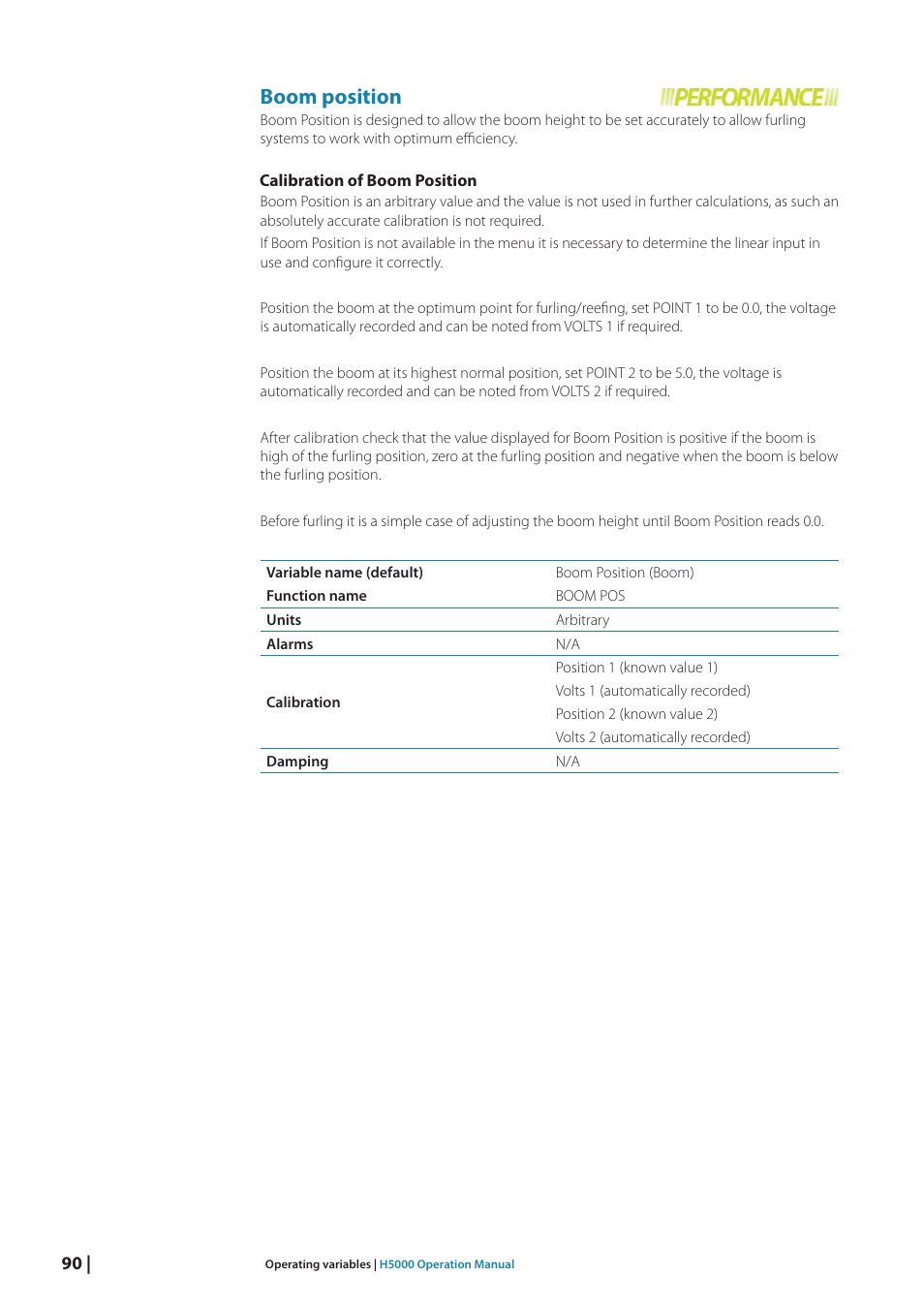 Boom position | B&G H5000 Analogue Expansion User Manual | Page 90 / 117