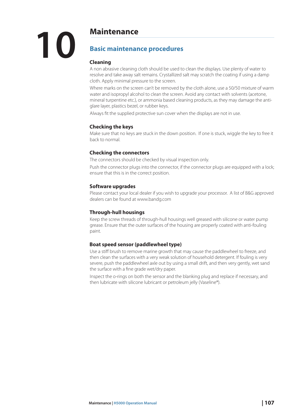Maintenance | B&G H5000 Pilot Computer User Manual | Page 107 / 109