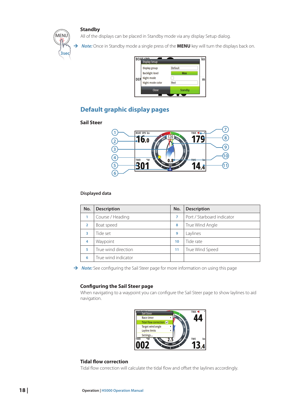 Default graphic display pages | B&G H5000 Pilot Computer User Manual | Page 18 / 109