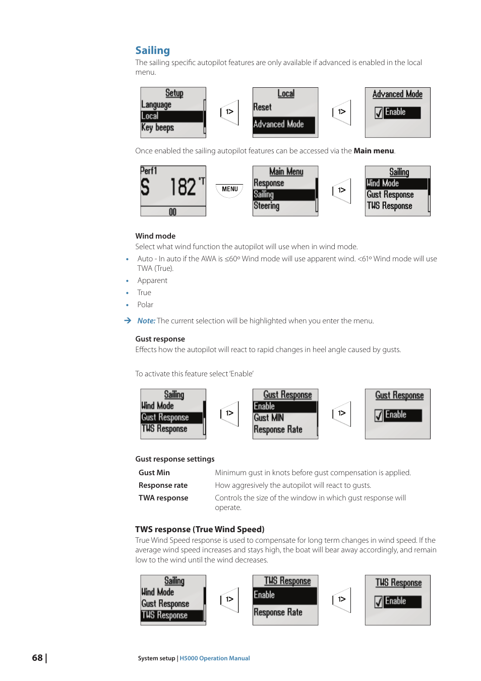 Sailing | B&G H5000 Pilot Computer User Manual | Page 68 / 109