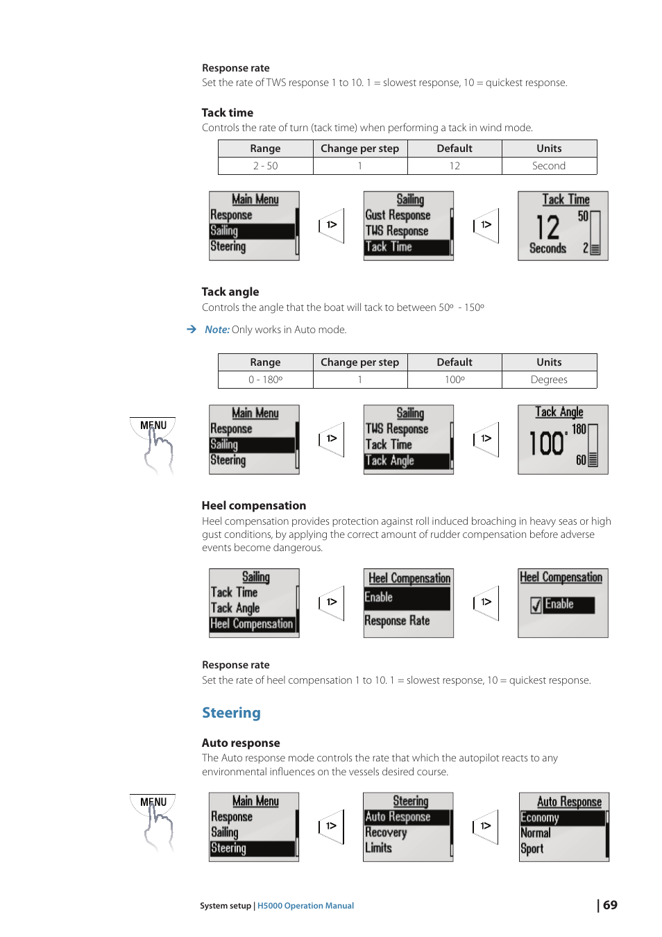 Steering | B&G H5000 Pilot Computer User Manual | Page 69 / 109