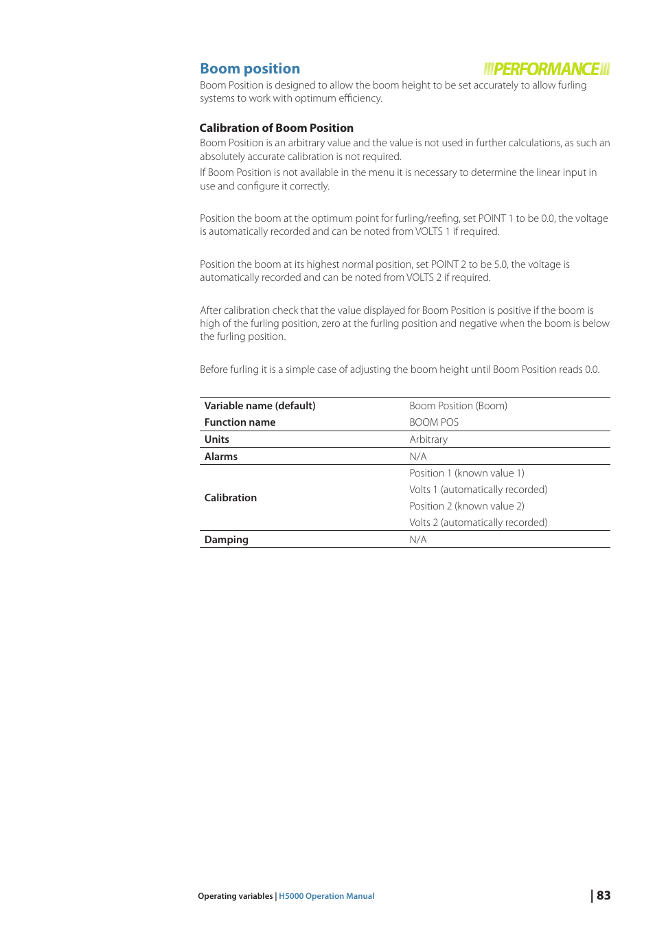 Boom position | B&G H5000 Pilot Computer User Manual | Page 83 / 109