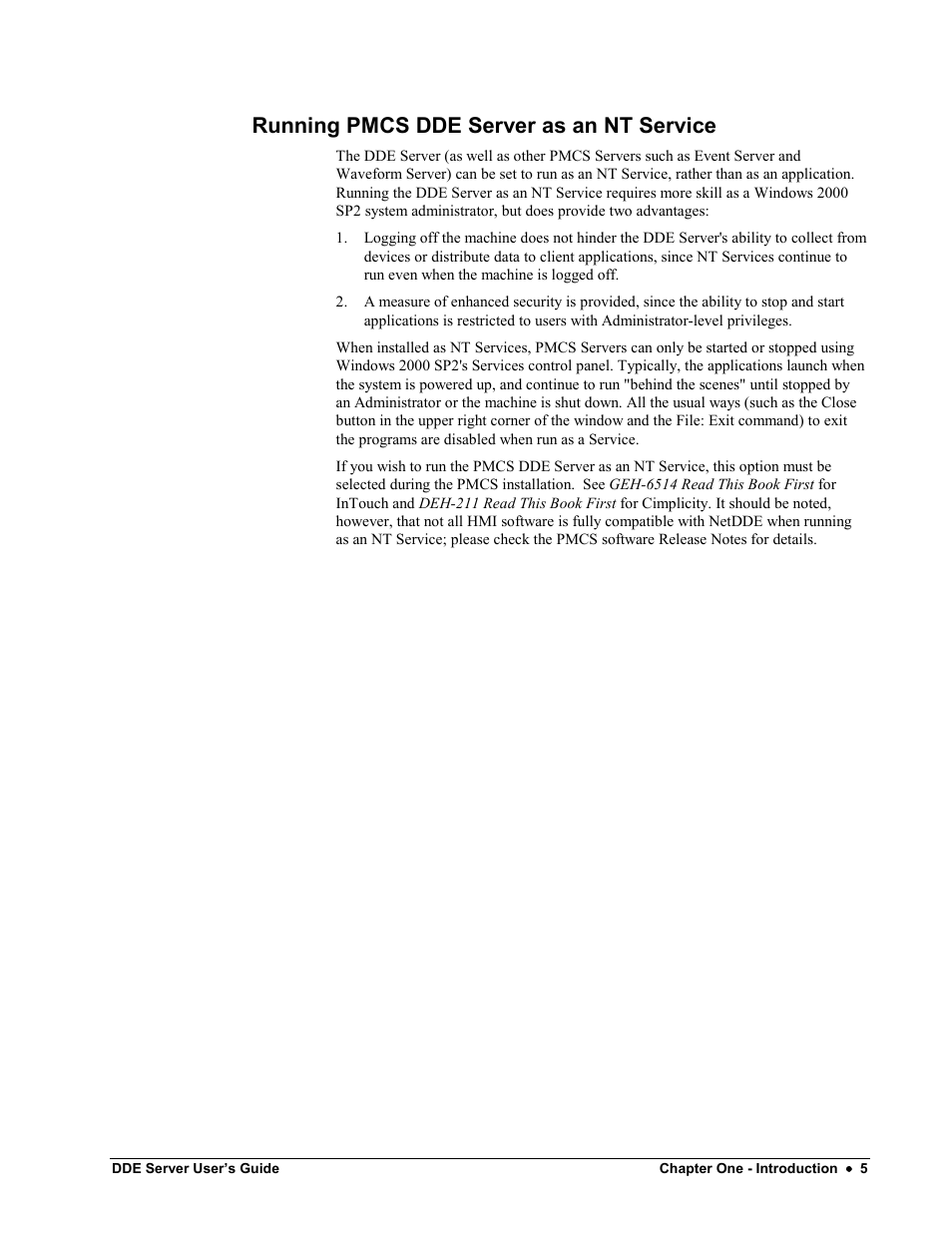 Running pmcs dde server as an nt service | Black Box GEH-6510 User Manual | Page 10 / 92