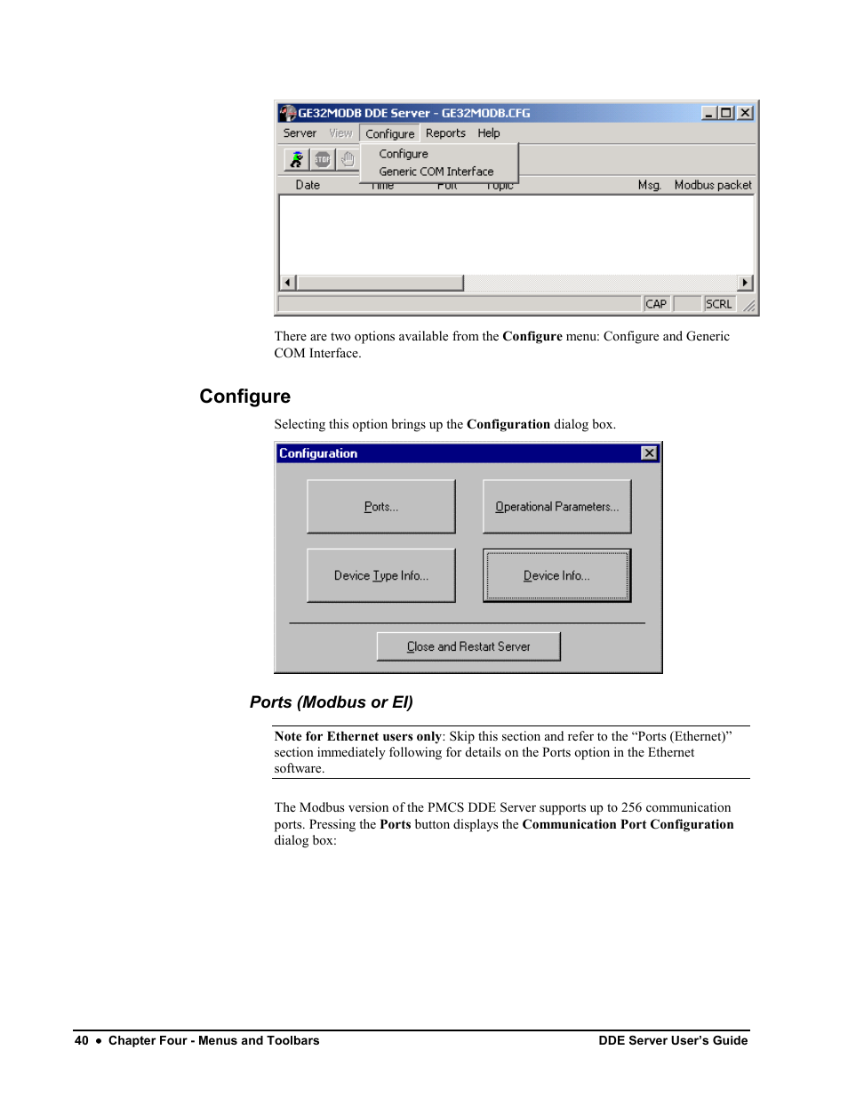 Configure, Ports (modbus or ei) | Black Box GEH-6510 User Manual | Page 43 / 92