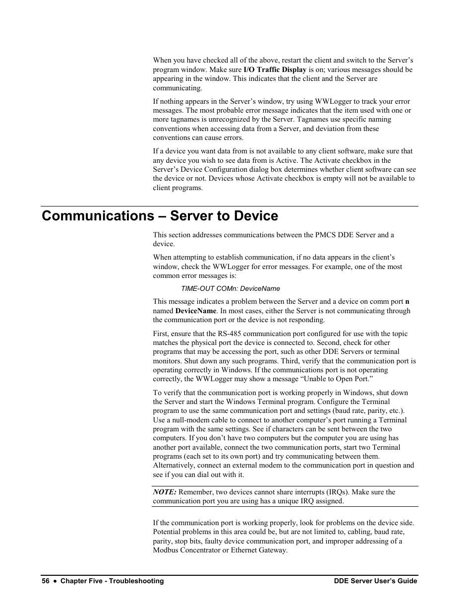 Communications – server to device | Black Box GEH-6510 User Manual | Page 59 / 92
