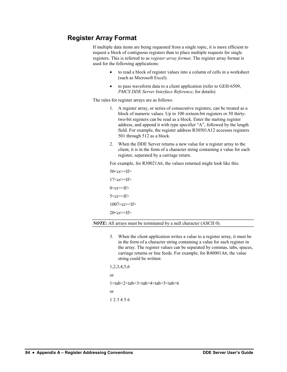 Register array format | Black Box GEH-6510 User Manual | Page 87 / 92