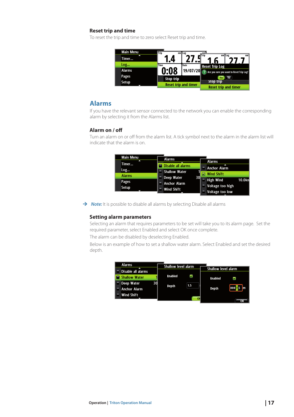 Alarms | B&G Triton Display User Manual | Page 19 / 68