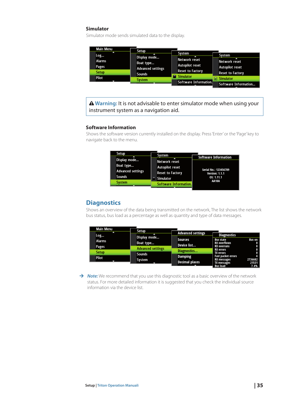 Diagnostics | B&G Triton Display User Manual | Page 37 / 68