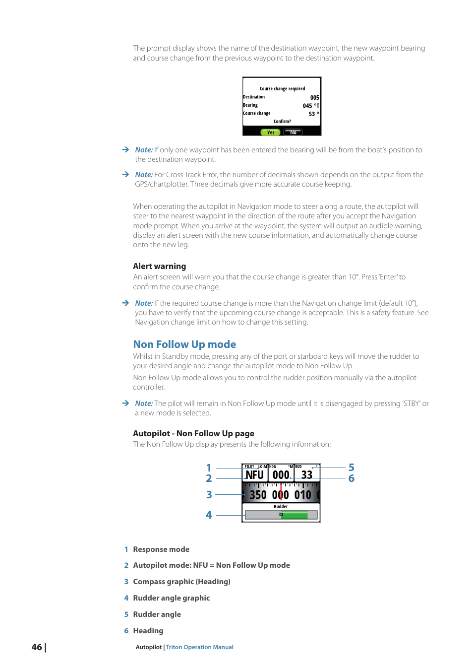 Non follow up mode | B&G Triton Display User Manual | Page 48 / 68