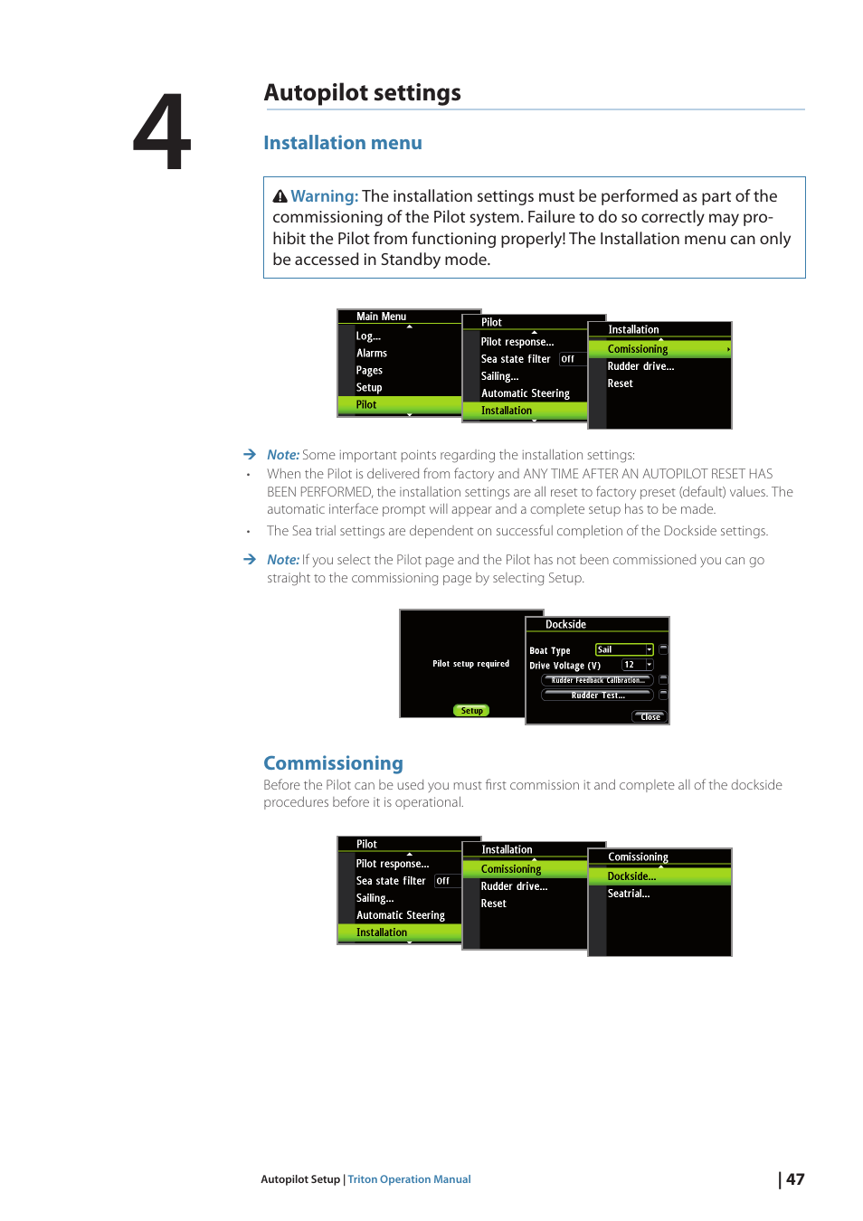 Autopilot settings | B&G Triton Display User Manual | Page 49 / 68