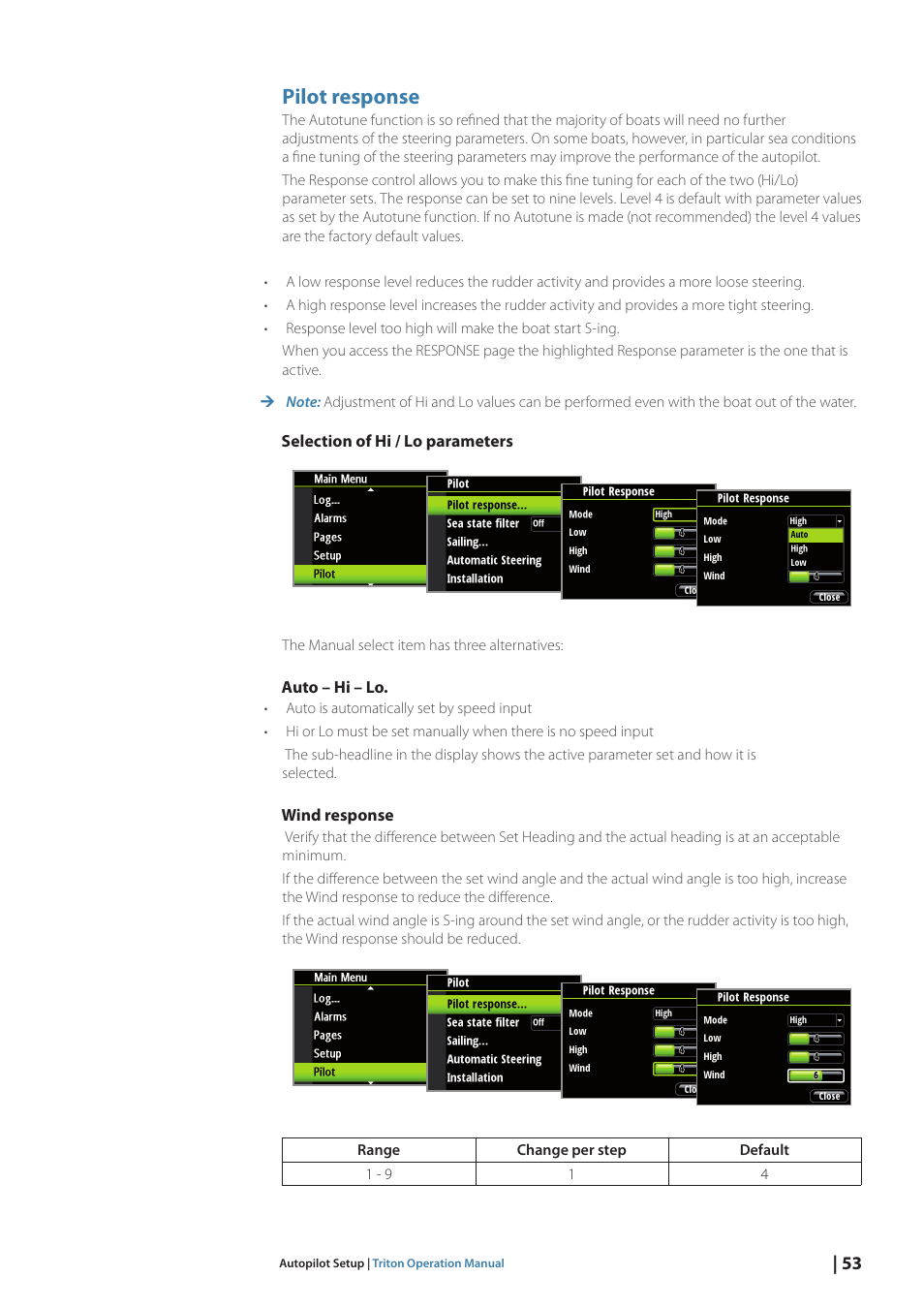 Pilot response | B&G Triton Display User Manual | Page 55 / 68