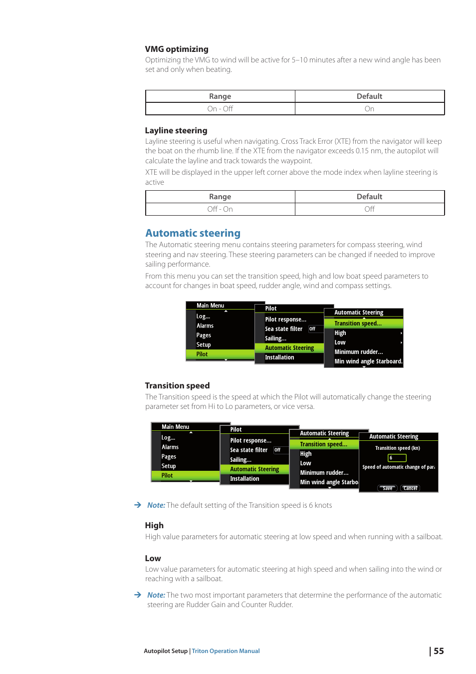 Automatic steering | B&G Triton Display User Manual | Page 57 / 68
