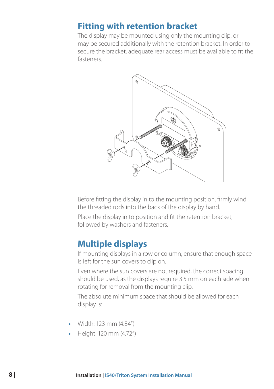 Fitting with retention bracket, Multiple displays | B&G Triton Display User Manual | Page 10 / 22