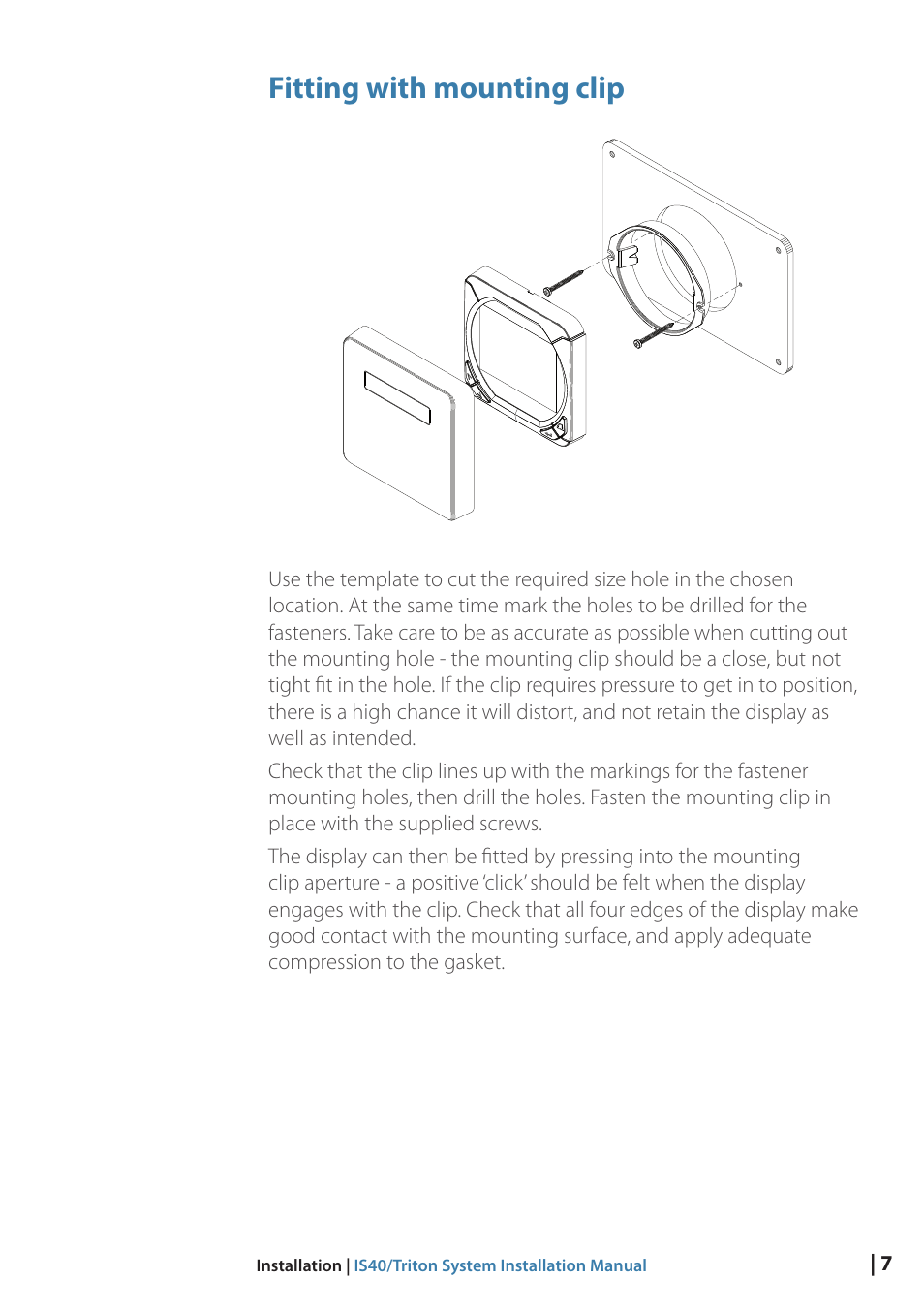 Fitting with mounting clip | B&G Triton Display User Manual | Page 9 / 22