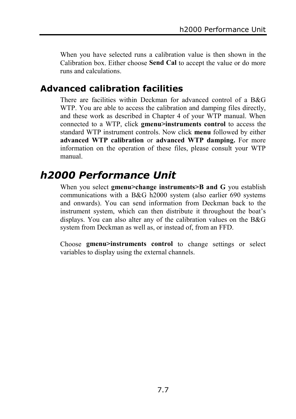 H2000 performance unit | B&G Deckman User Manual | Page 112 / 196