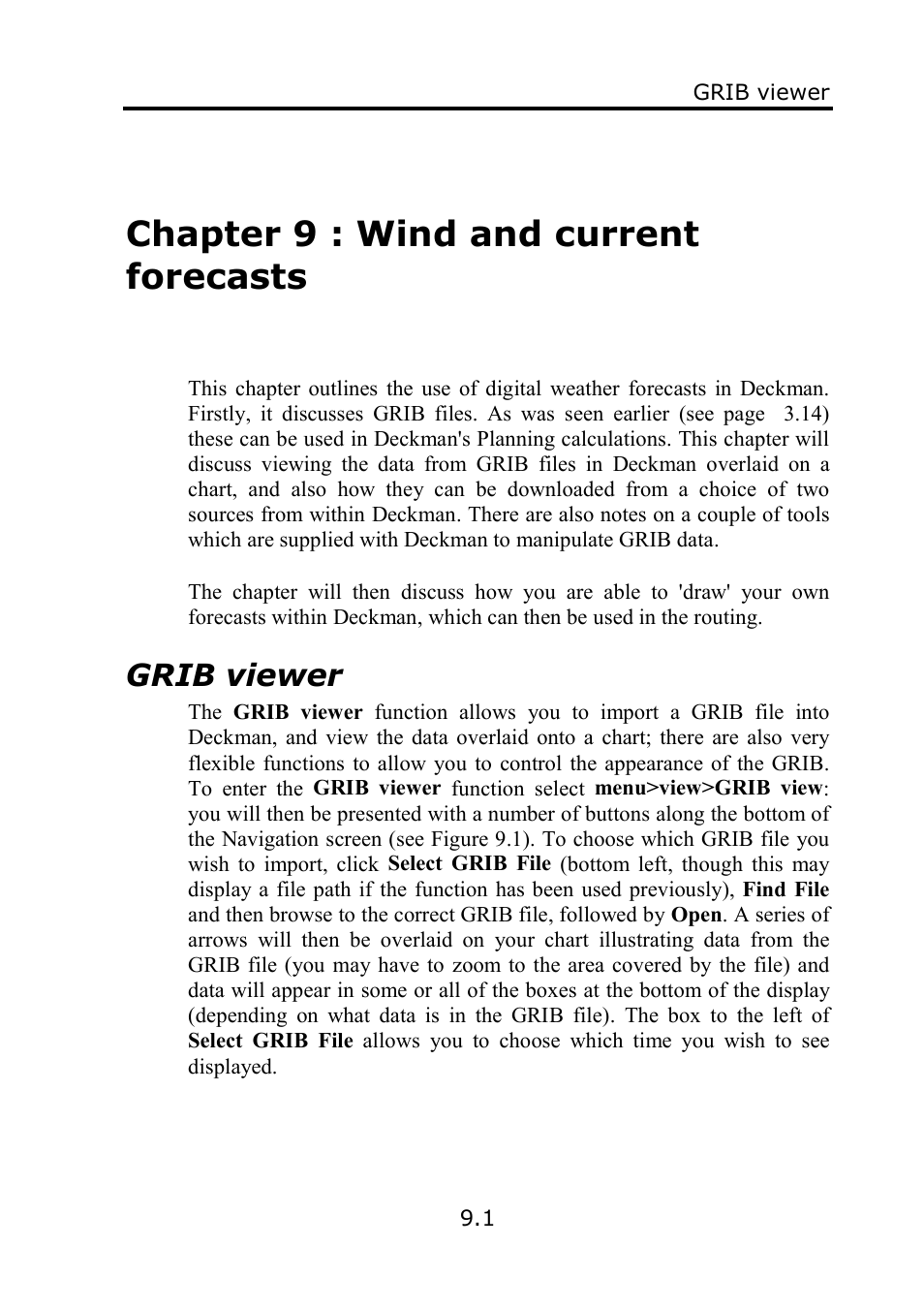 Chapter 9 : wind and current forecasts, Grib viewer | B&G Deckman User Manual | Page 128 / 196