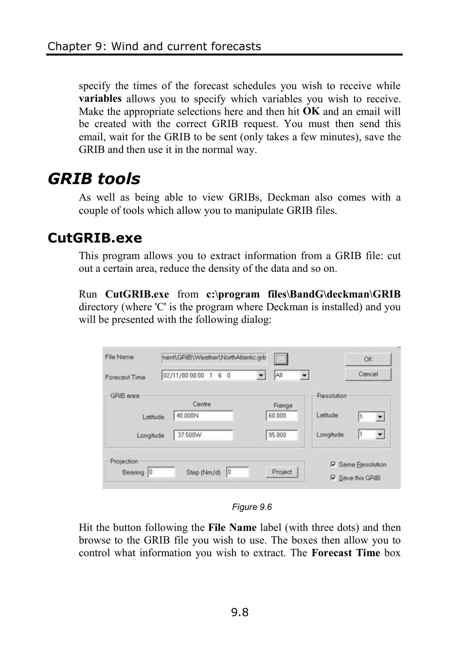 Grib tools, Cutgrib.exe | B&G Deckman User Manual | Page 135 / 196