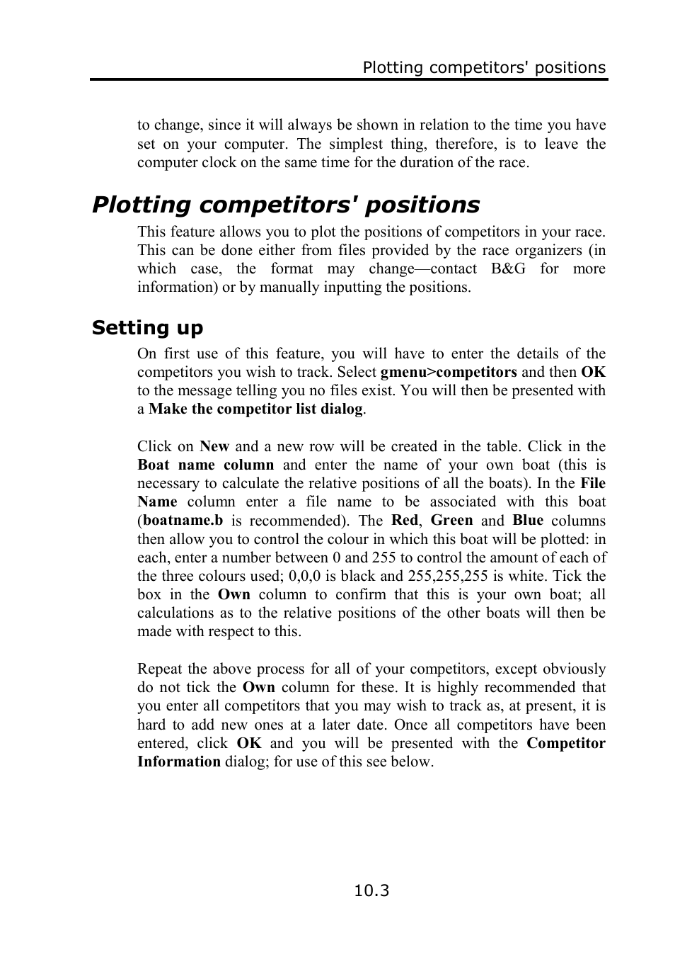 Plotting competitors' positions | B&G Deckman User Manual | Page 152 / 196