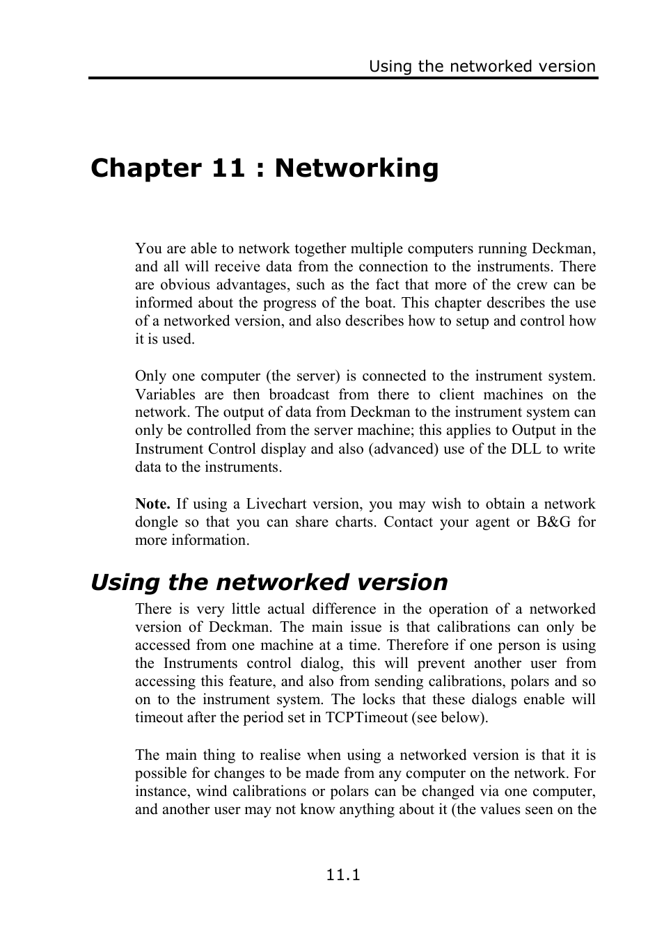 Chapter 11 : networking, Using the networked version | B&G Deckman User Manual | Page 156 / 196