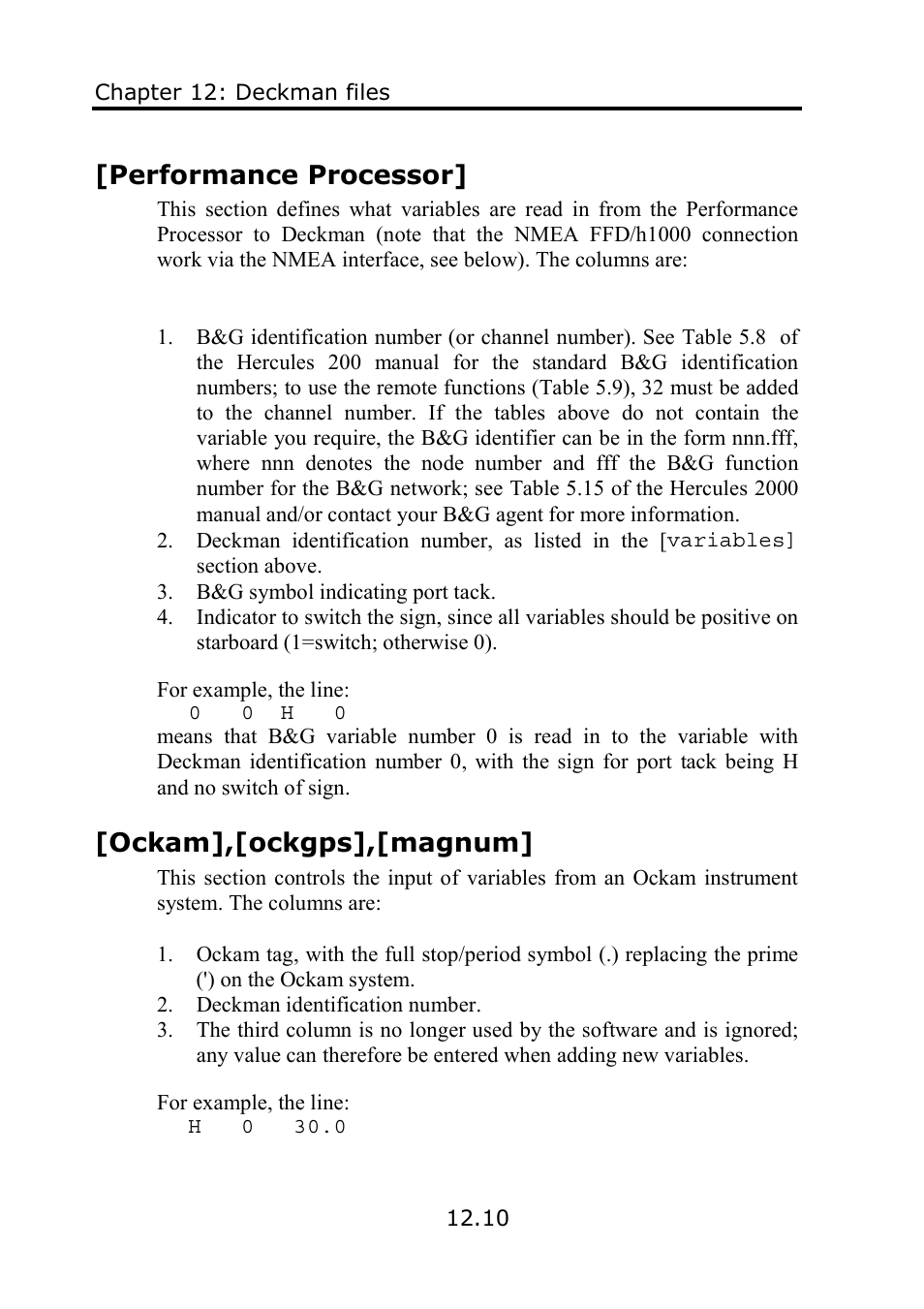 Performance processor, Ockam],[ockgps],[magnum | B&G Deckman User Manual | Page 169 / 196