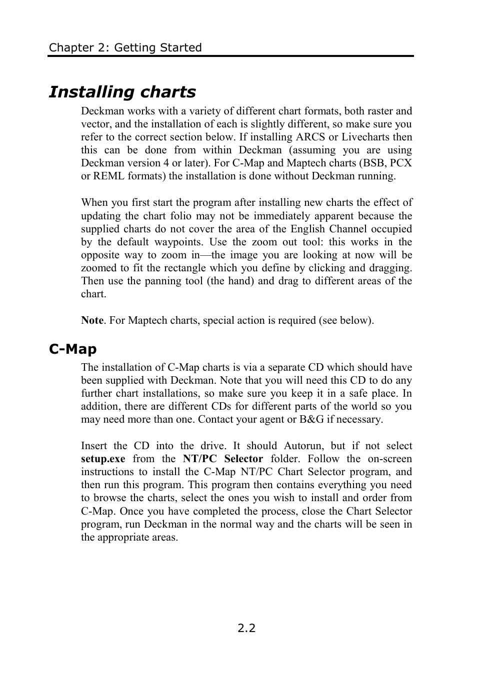 Installing charts | B&G Deckman User Manual | Page 17 / 196