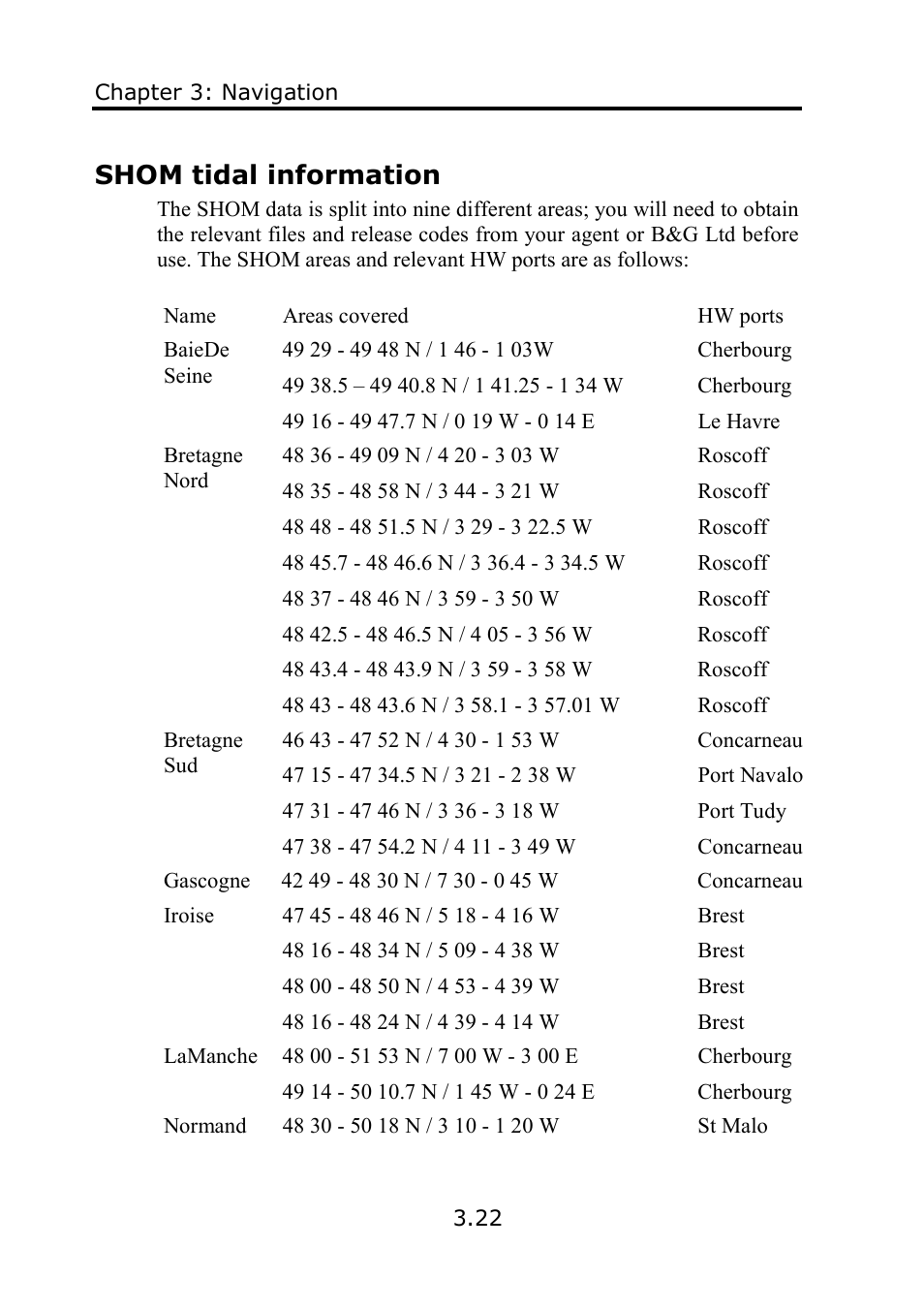 Shom tidal information | B&G Deckman User Manual | Page 49 / 196