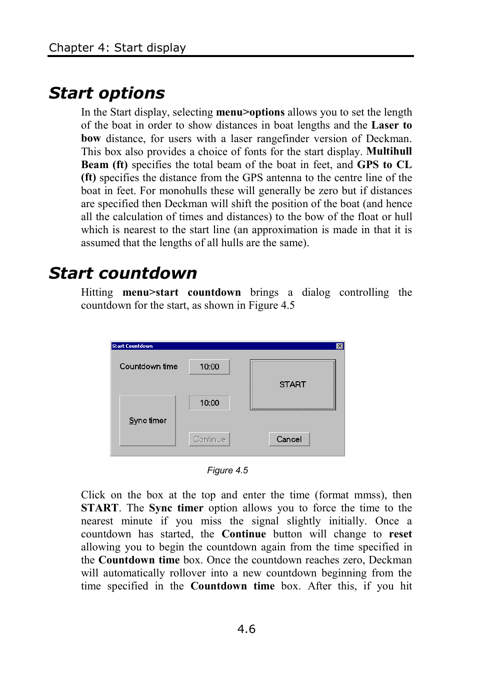 Start options, Start countdown | B&G Deckman User Manual | Page 71 / 196