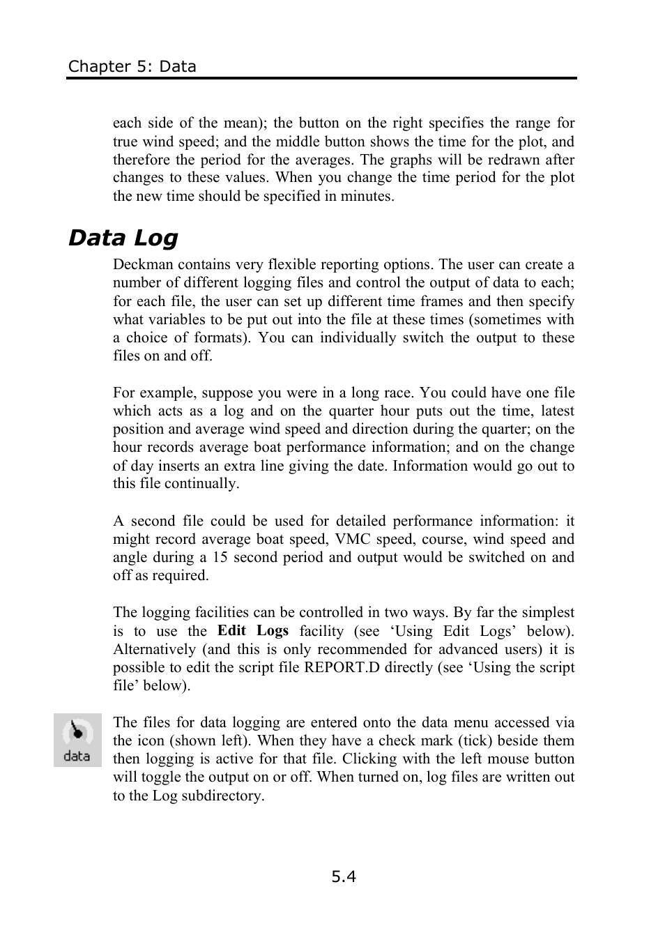 Data log | B&G Deckman User Manual | Page 81 / 196