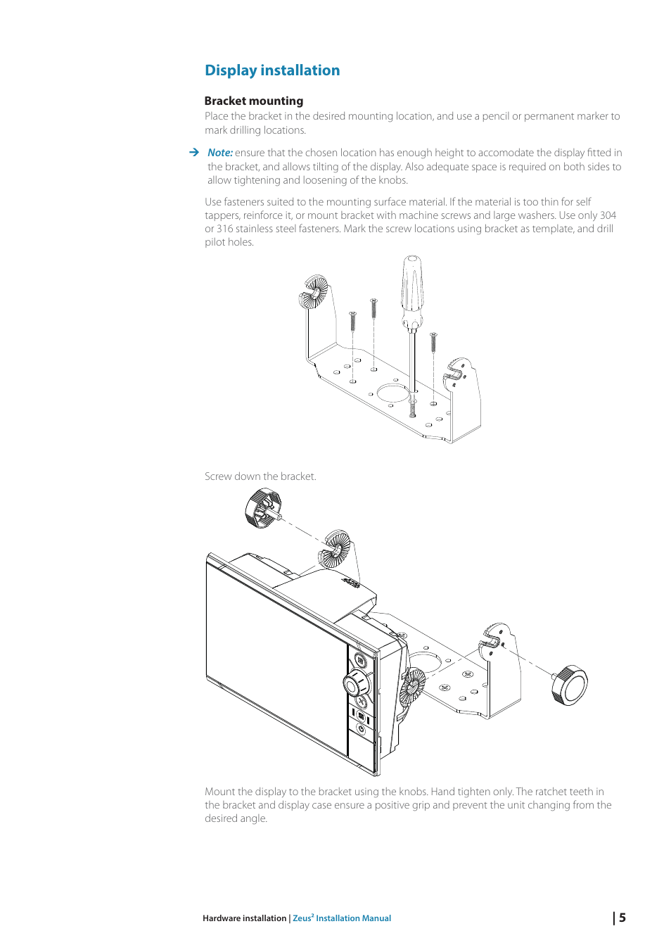 Display installation | B&G Zeus2 12 User Manual | Page 11 / 50