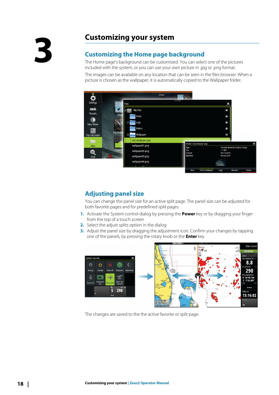 Customizing your system3customizing your system, Adjusting panel size, Customizing your system | B&G Zeus2 12 User Manual | Page 18 / 108