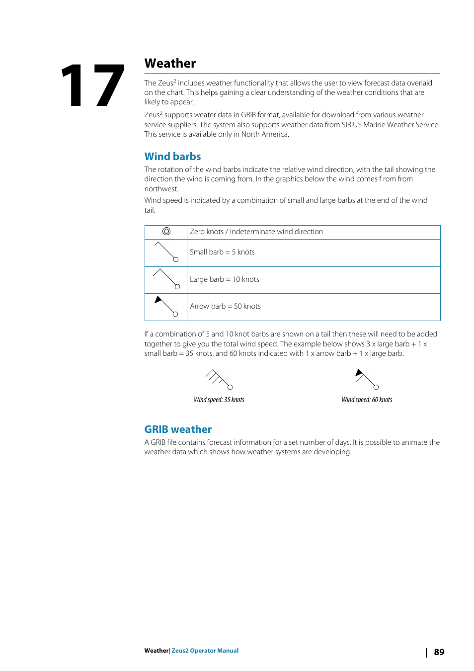 Weather17weather, Wind barbs, Grib weather | Weather | B&G Zeus2 12 User Manual | Page 89 / 108