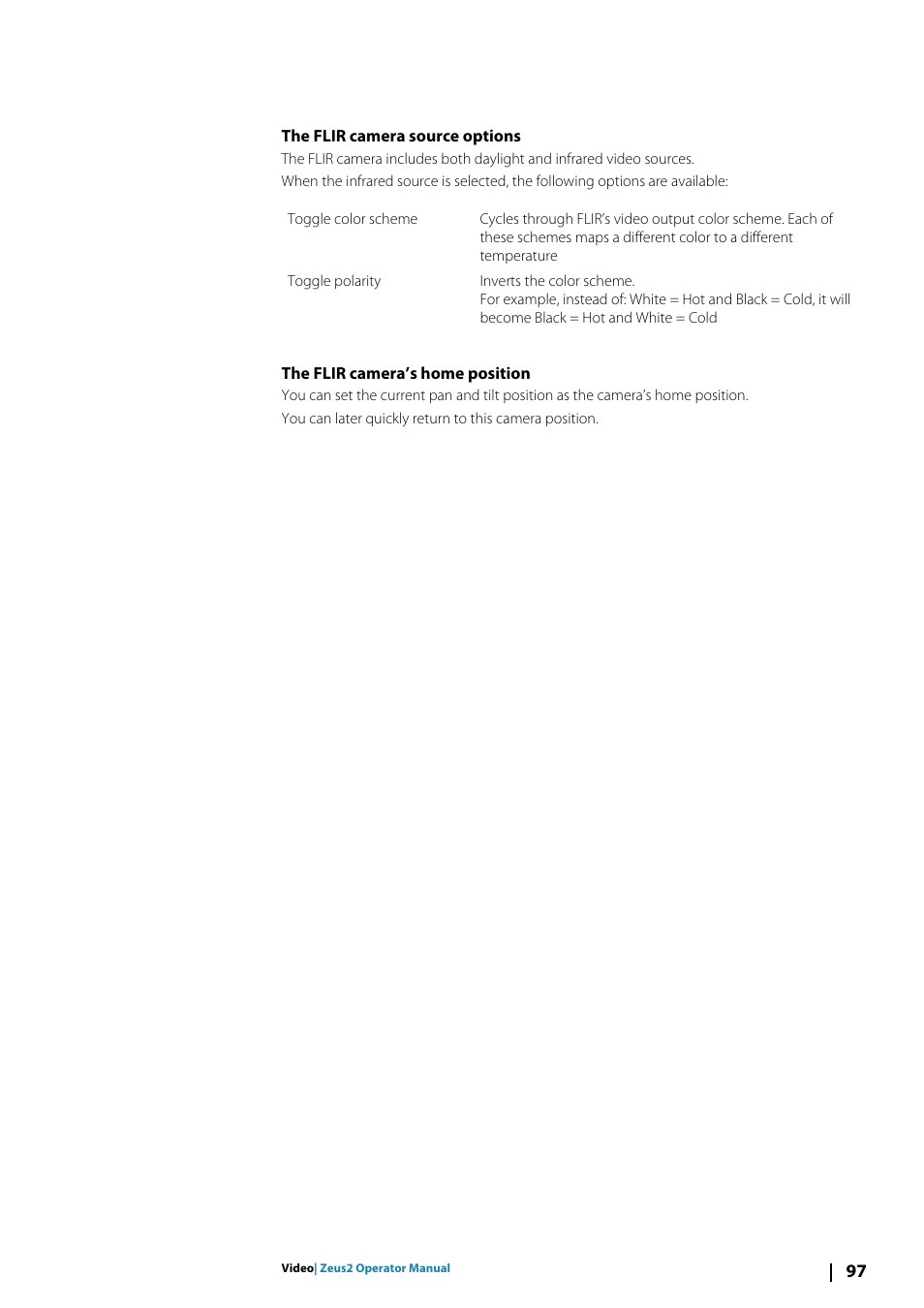The flir camera source options, The flir camera’s home position | B&G Zeus2 12 User Manual | Page 97 / 108