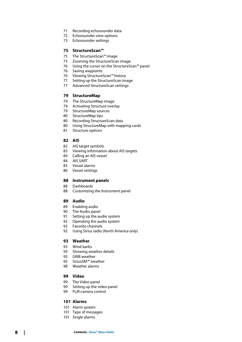 B&G Zeus2 Glass Helm CPU User Manual | Page 8 / 116