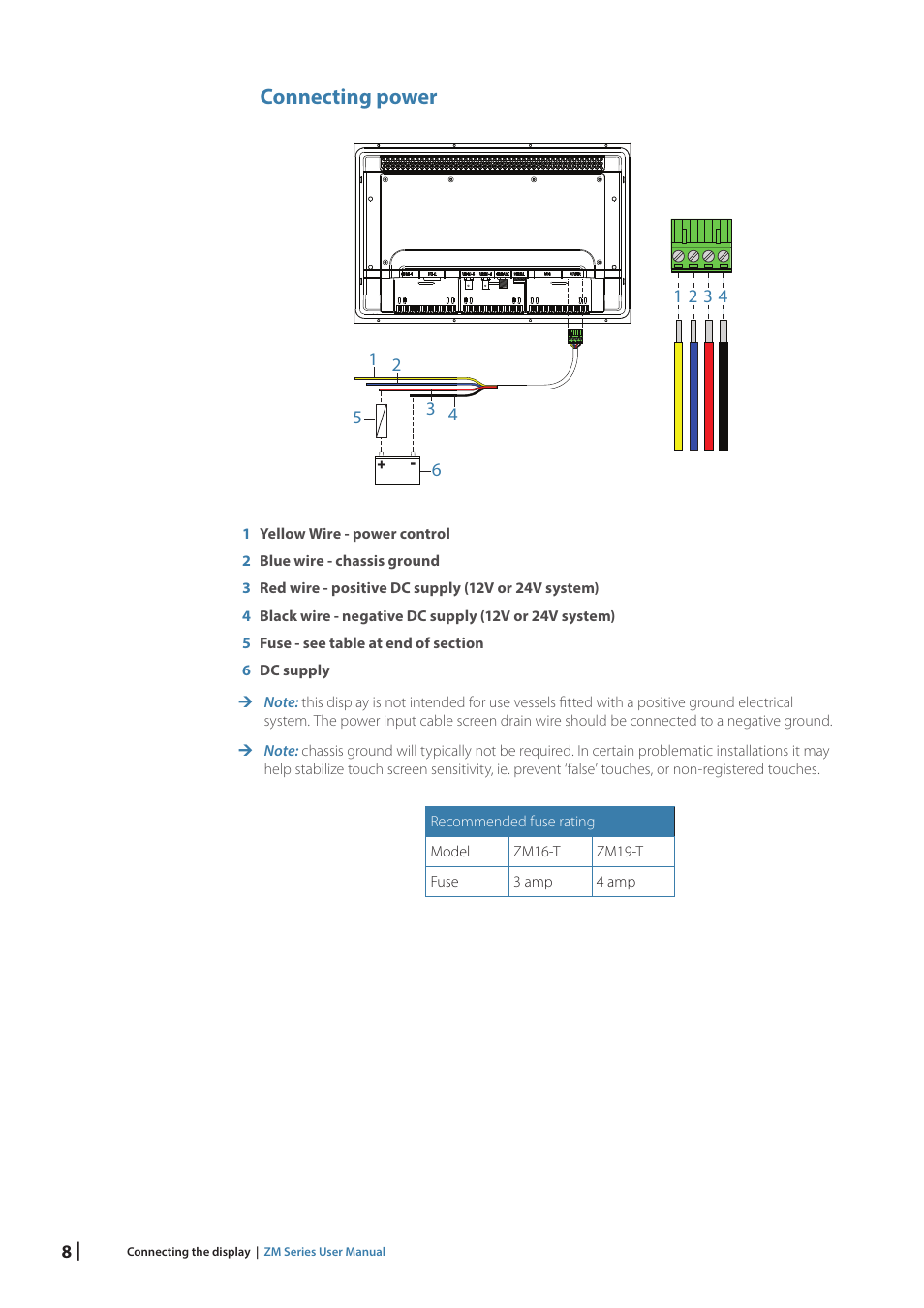Connecting power | B&G Zeus2 Glass Helm ZM Display 19 User Manual | Page 10 / 23