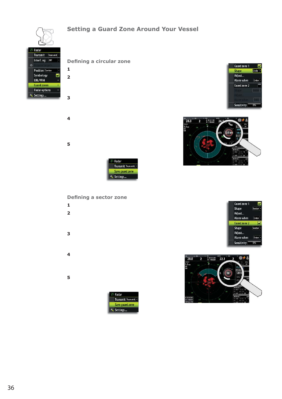 Setting a guard zone around your vessel | B&G Zeus 12 User Manual | Page 37 / 94